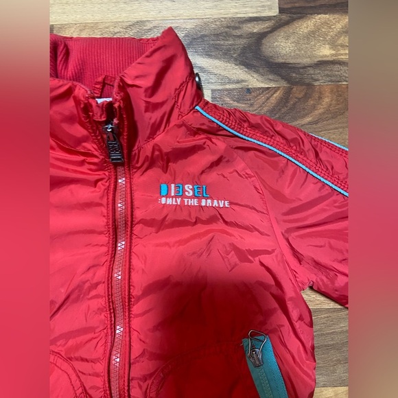 Diesel Kids Size 3t Jacket Red And Blue With Pockets Embroidered Logo - Picture 2 of 10